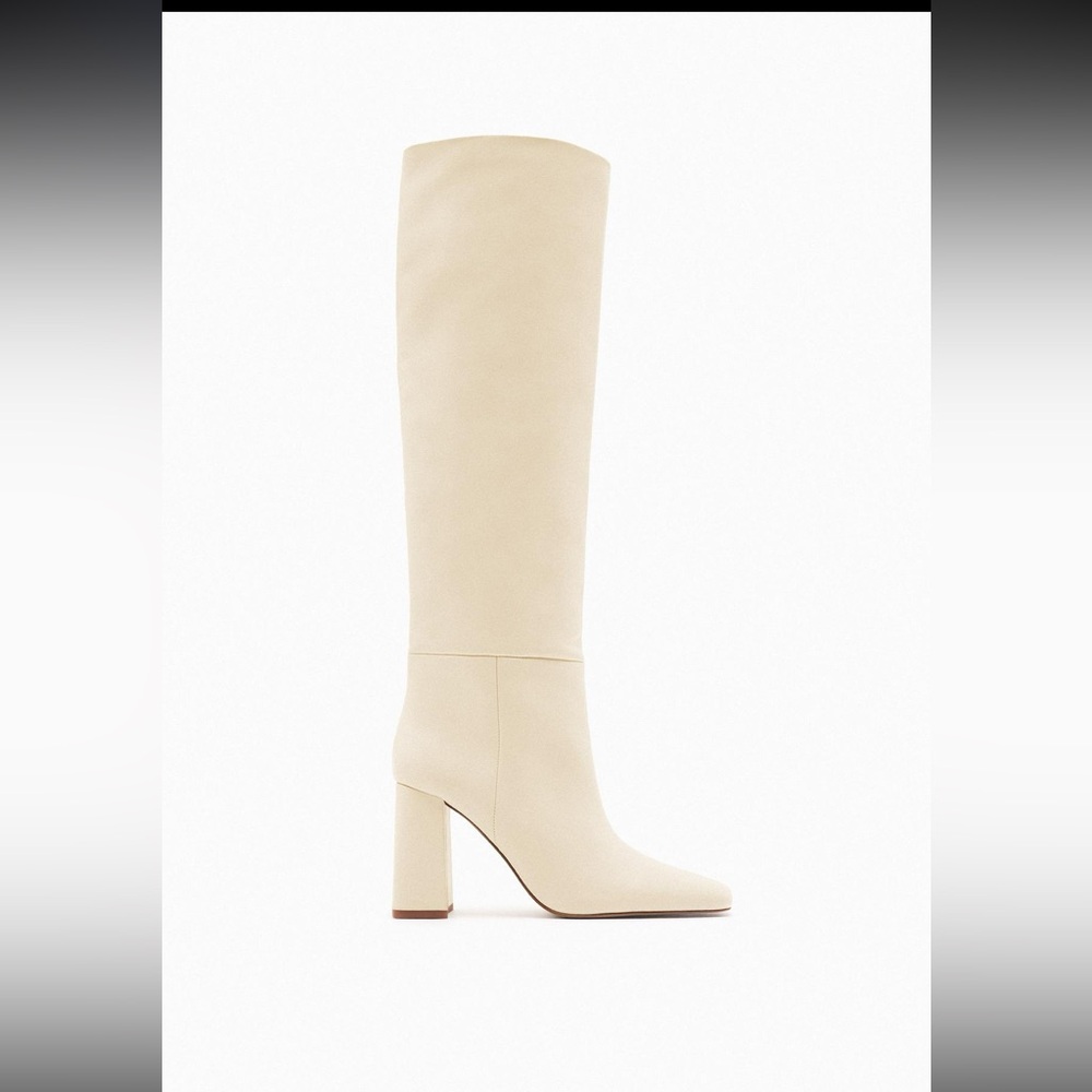Zara Leather Cream Boots